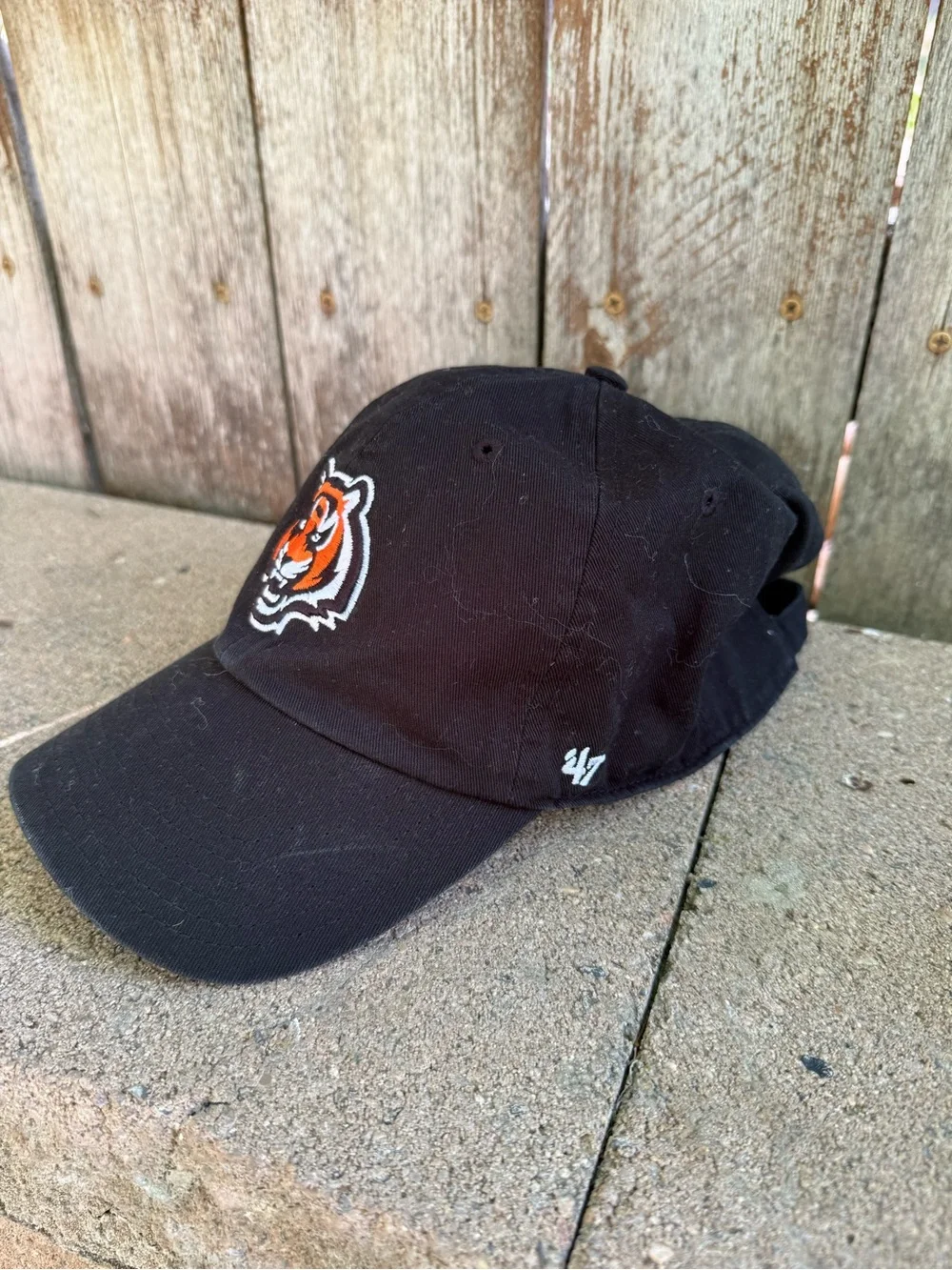 47 Black Baseball Cap Orange Bengal Tiger Logo